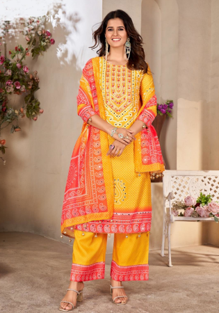 Picture of Good Looking Chiffon Orange Readymade Salwar Kameez