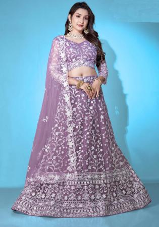 Picture of Magnificent Net Dim Gray Lehenga Choli