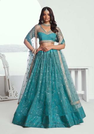 Picture of Statuesque Net Sea Green Lehenga Choli