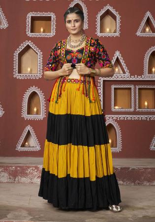 Picture of Well Formed Silk Dark Golden Rod Lehenga Choli