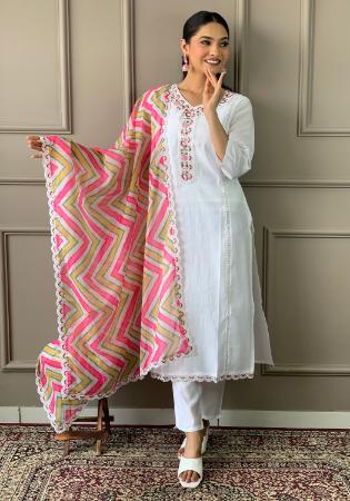 Picture of Charming Rayon White Readymade Salwar Kameez