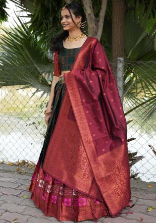 Picture of Radiant Silk Dark Olive Green Lehenga Choli