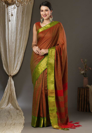 Picture of Ideal Silk Saddle Brown Saree