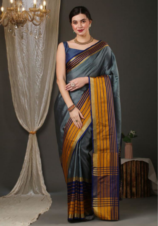 Picture of Sightly Silk Slate Grey Saree