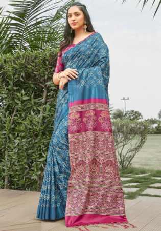 Picture of Bewitching Georgette & Silk Dark Slate Blue Saree