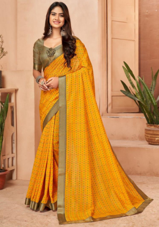 Picture of Enticing Georgette & Silk Dark Orange Saree