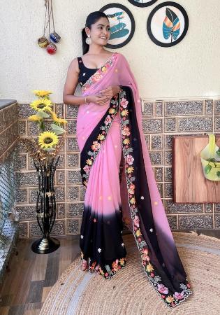 Picture of Sublime Georgette Rosy Brown Saree