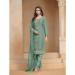 Picture of Chiffon & Organza Medium Sea Green Straight Cut Salwar Kameez