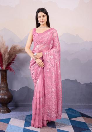 Picture of Alluring Net Pale Violet Red Saree