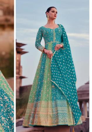 Picture of Magnificent Georgette Sea Green Anarkali Salwar Kameez