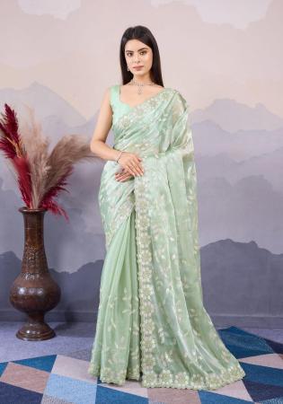 Picture of Comely Silk Powder Blue Saree