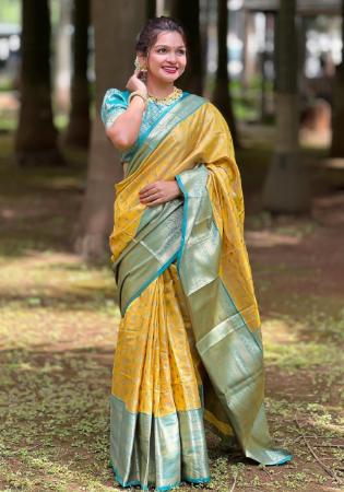 Picture of Magnificent Silk Yellow Saree