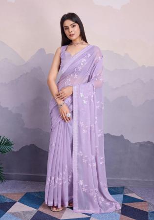 Picture of Sublime Chiffon Light Steel Blue Saree