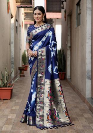 Picture of Comely Silk Dark Slate Blue Saree