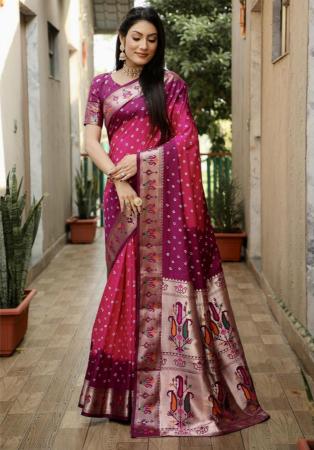 Picture of Good Looking Silk Deep Pink Saree