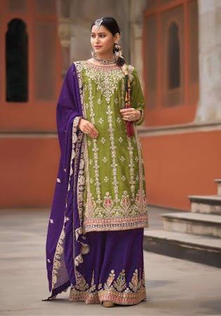 Picture of Chiffon Dark Slate Grey Straight Cut Salwar Kameez