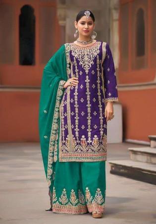 Picture of Chiffon Golden Rod Straight Cut Salwar Kameez