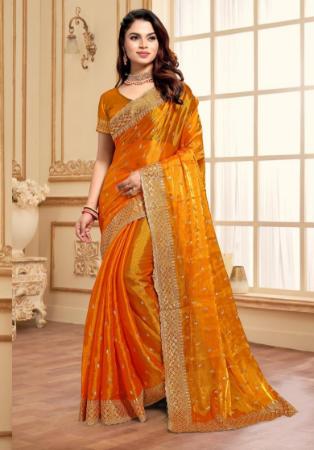 Picture of Resplendent Silk Dark Orange Saree