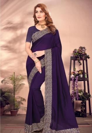 Picture of Comely Georgette Purple Saree