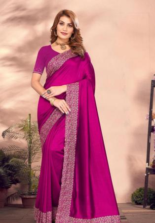 Picture of Wonderful Georgette Medium Violet Red Saree