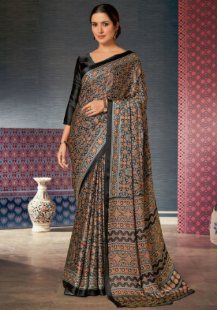 Picture of Statuesque Crepe Dark Olive Green Saree