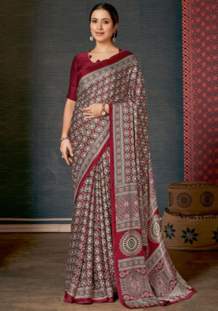 Picture of Good Looking Crepe Rosy Brown Saree