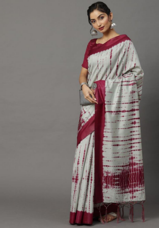 Picture of Charming Cotton & Crepe & Silk Silver Saree