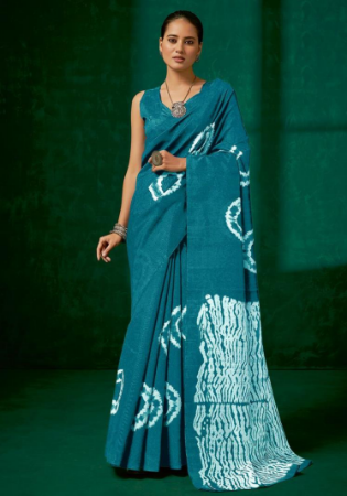 Picture of Sightly Cotton & Crepe & Silk Midnight Blue Saree