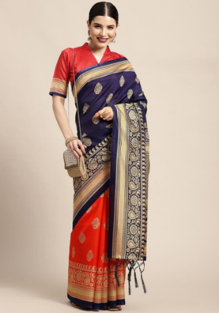 Picture of Marvelous Cotton & Crepe & Silk Crimson Saree