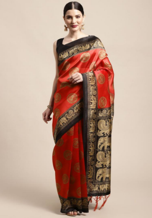 Picture of Classy Cotton & Crepe & Silk Saddle Brown Saree