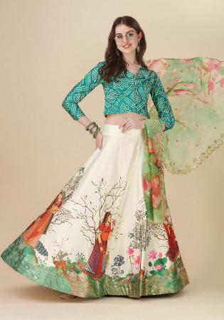 Picture of Pleasing Satin & Silk Beige Lehenga Choli