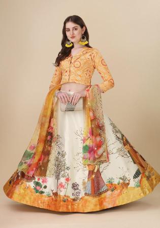 Picture of Sublime Satin & Silk Beige Lehenga Choli