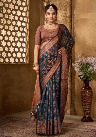 Picture of Ravishing Organza Midnight Blue Saree