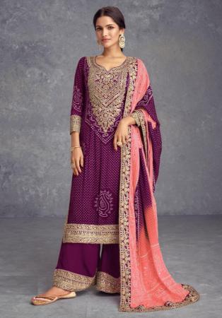 Picture of Admirable Chiffon Purple Straight Cut Salwar Kameez