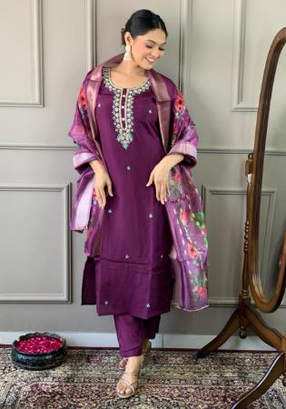 Picture of Bewitching Chiffon Purple Readymade Salwar Kameez