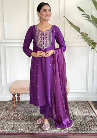 Picture of Comely Chiffon Purple Readymade Salwar Kameez