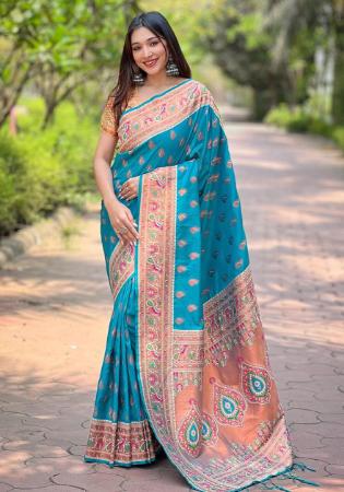 Picture of Wonderful Silk Teal Saree