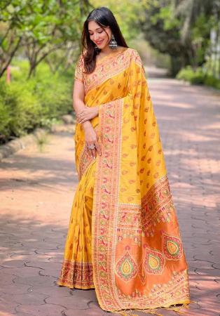 Picture of Pleasing Silk Dark Golden Rod Saree