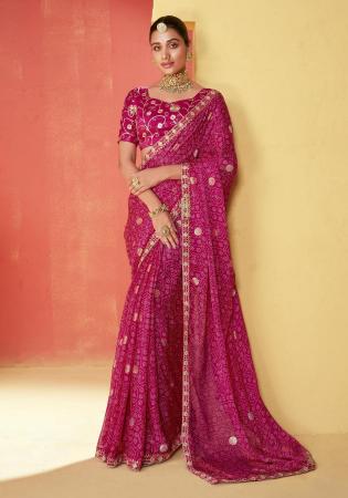 Picture of Beauteous Chiffon Deep Pink Saree