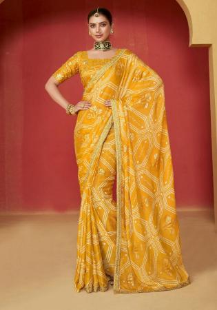 Picture of Grand Chiffon Yellow Saree