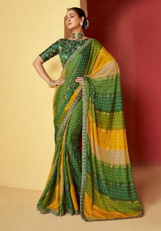 Picture of Delightful Chiffon Olive Drab Saree