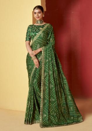 Picture of Excellent Chiffon Sea Green Saree