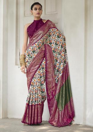 Picture of Beautiful Silk Off White Saree