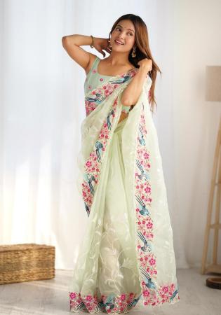 Picture of Exquisite Organza Dark Khaki Saree