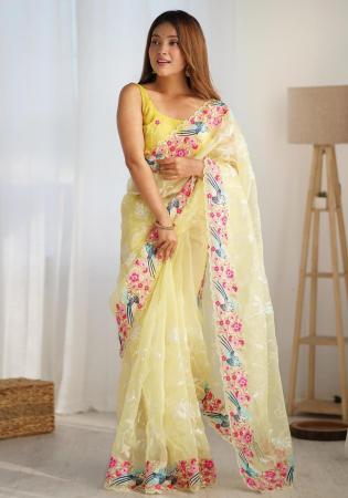 Picture of Ravishing Organza Yellow Saree