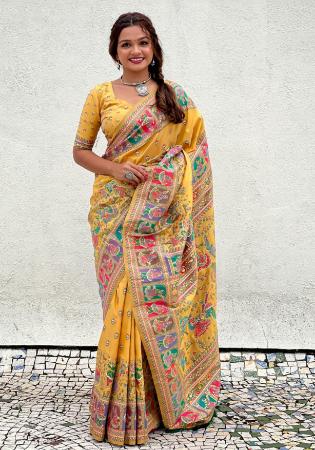 Picture of Beauteous Silk Yellow Saree