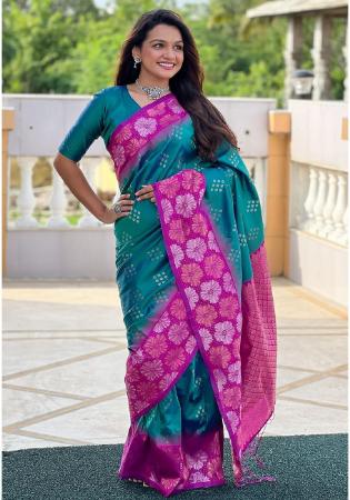 Picture of Bewitching Silk Dark Cyan Saree