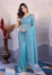 Picture of Shapely Net Light Blue Saree