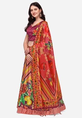 Picture of Ideal Silk Fire Brick Lehenga Choli