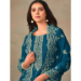 Picture of Amazing Organza Teal Straight Cut Salwar Kameez